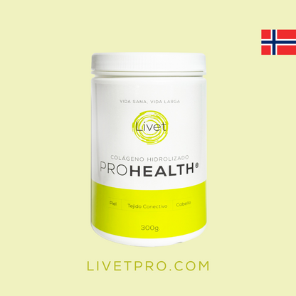Frasco de colágeno LIVET ProHealth para piel y cabello