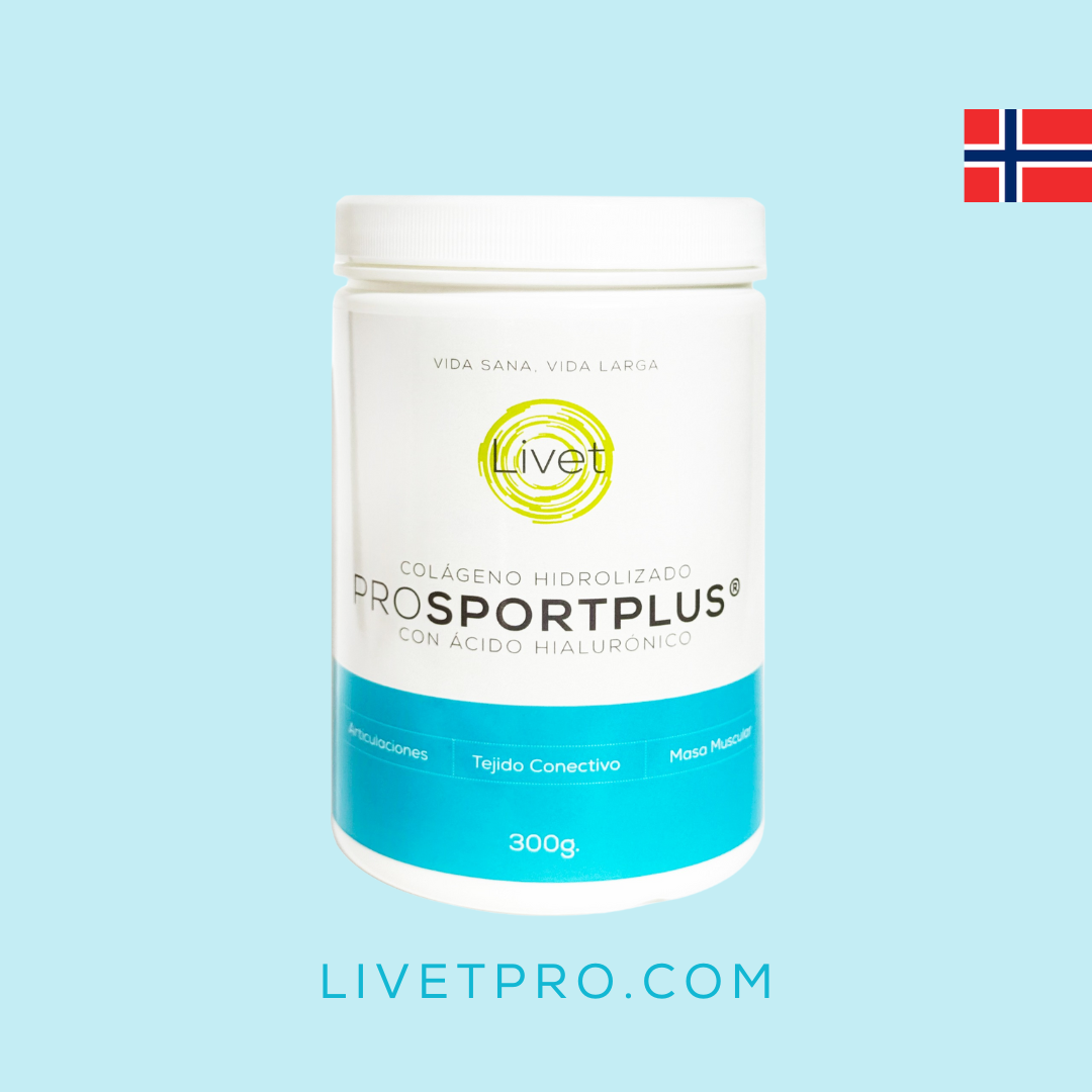 Frasco de LIVET ProSportPlus colágeno marino y ácido hialurónico